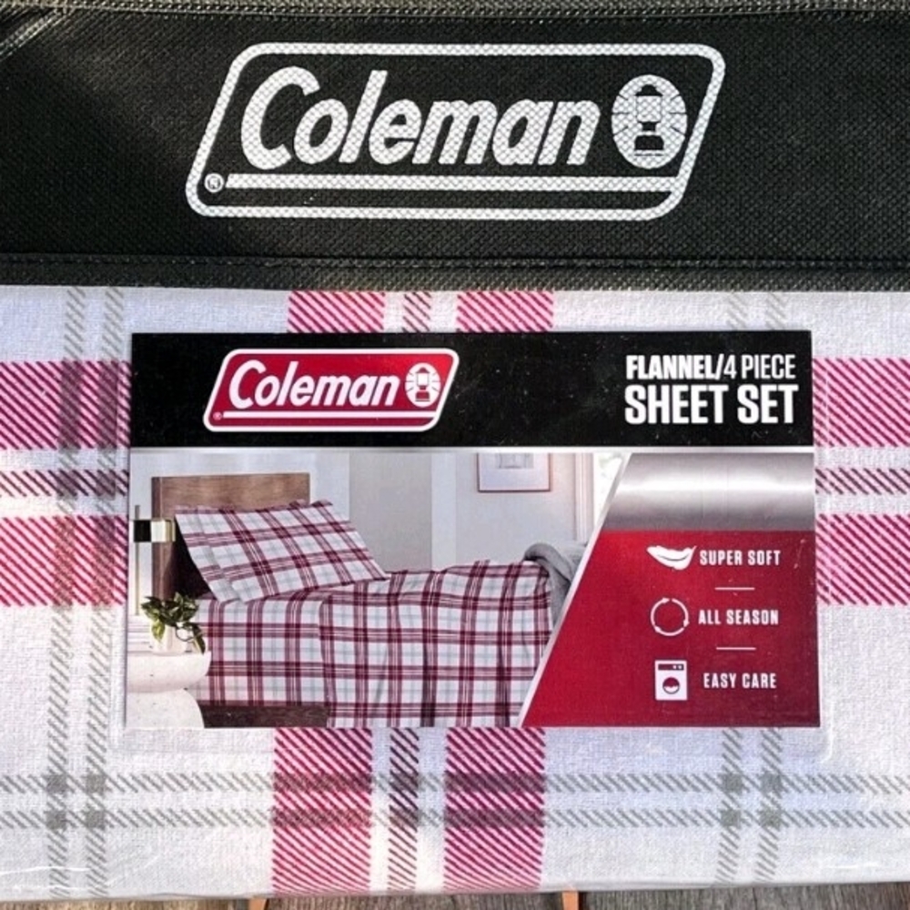 Coleman Flannel Sheet Set - Red and White Plaid